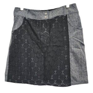 Sahalie Womens MIni Skirt Size 12 Gray Black Lace Wool Blend‎ Preppy Office